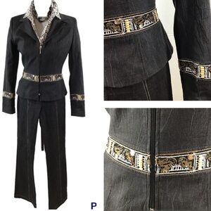 Fitelle 2pc black beaded pants set M/6 France